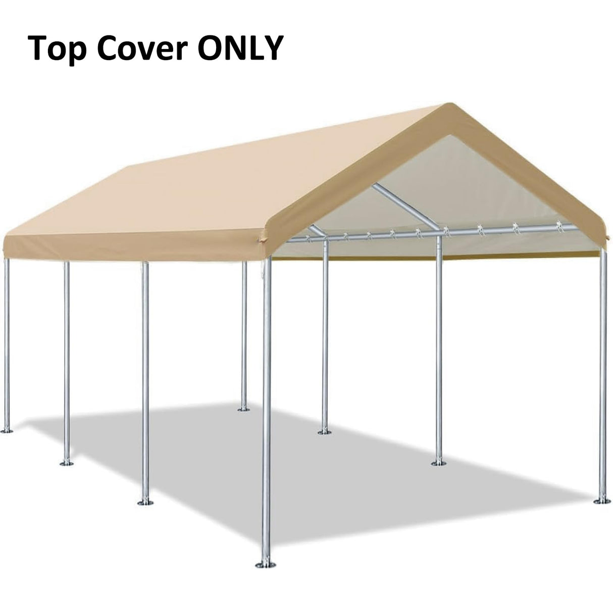 FORALEBEN Carport Replacement Canopy Cover for 12' x 20' Car Tent Top Garage Shelter Cover Tarp with Ball Bungees (Only Top Cover, Frame Not Include) (Beige, 12' x 20') FORALEBEN
