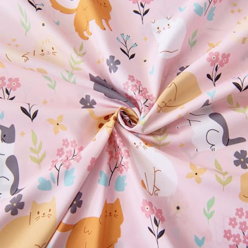 Swiftify Twin Sheet Set for Kids Girls, 3-Piece Bed Sheet Set for Toddler, Soft Brushed Microfiber Bedding, Deep Pocket, Wrinkle & Fade Resistant, Cute Cats Swiftify