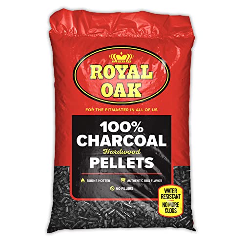 Royal Oak 100 Percent Charcoal Hardwood Pellets for Real BBQ Flavor, Grilling and Smoking, High Heat, Resists Water, Easy to Clean, 30 Pound Bag Royal Oak