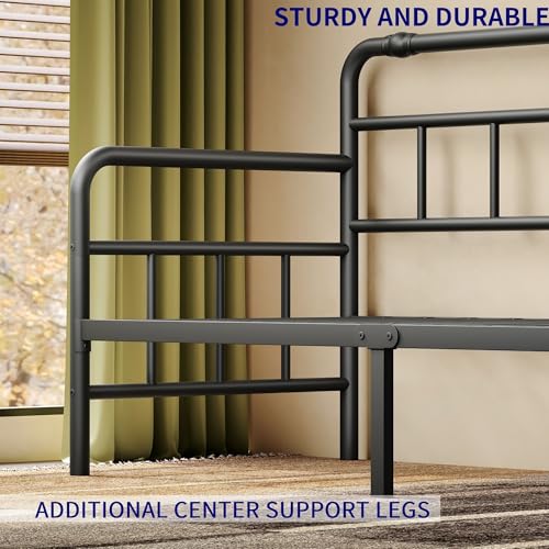 Sementa 14 Inch Daybed-Frame, Twin-Daybed with Classic-Headboard - Heavy Duty Steel Slats,Metal Sofa Bed Frame for Living Room Bedroom Guest Room, Easy Assembly(Black) Sementa