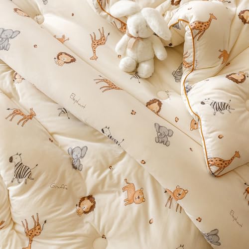 MorroMorn Super Soft Comforters Queen Size Bed Set, 3 PCS Bedding Sets - Thick Fluffy Comforter with 2 Pillowcases Neutral for Girls Boys Kids, Lightweight Warm Cozy for Cold Weather (Cute Animals) MorroMorn