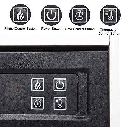 Zokop 25''W Freestanding Electric Fireplace Stove Space Heater with Realistic Flame, Wood Mantel, Remote Control for Home Room Indoor, 1500W-Black Zokop
