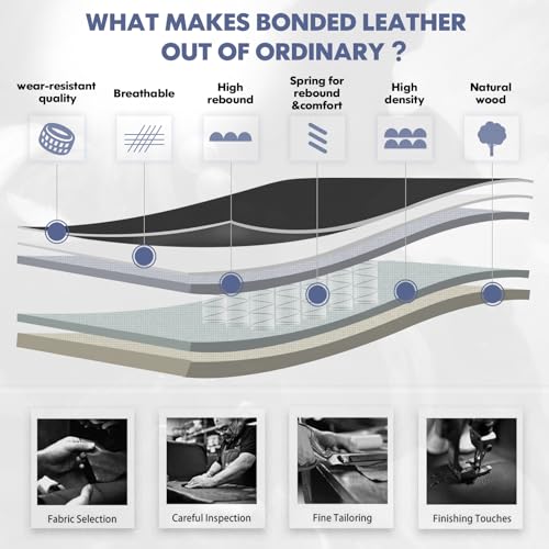 COLAMY Leather Executive Office Chair - High Back Home Computer Desk Chair with Padded Flip-up Arms, Adjustable Tilt Lock, Swivel Rolling Ergonomic Chair for Adult Working Study, Black COLAMY