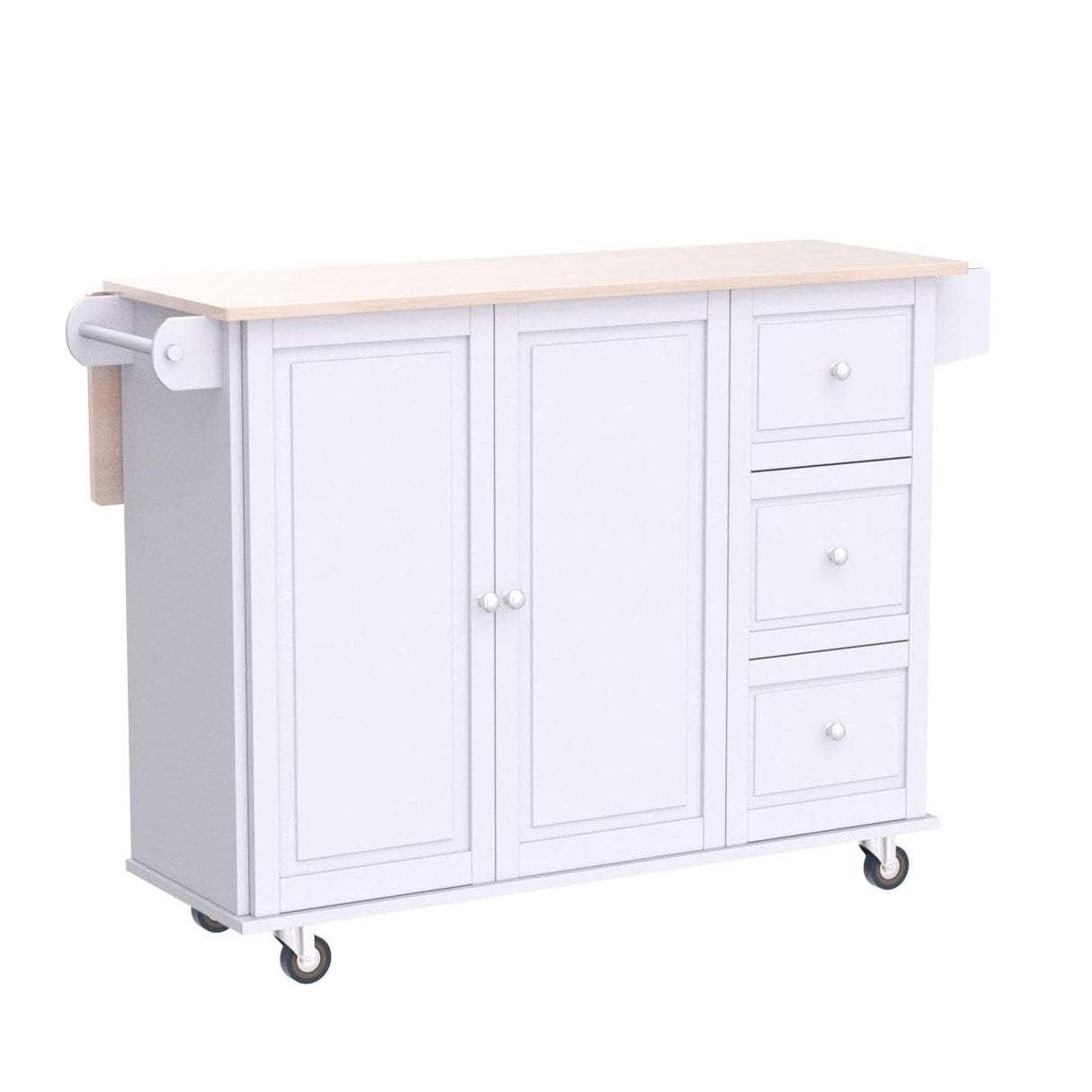 PHI VILLA Kitchen Island Cart on Wheels - Portable Kitchen Island with Drop Leaf, Rolling Kitchen Island with Storage PHI VILLA