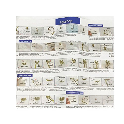 Egoshop Ribbon Embroidery Spring Flower Blooming Kit 3D Painting DIY Wall Decor Stamp Needle Work with Hoop (No Frame) X5002A