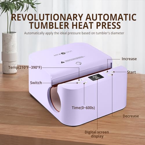 HTVRONT Auto Tumbler Heat Press Machine - Mug Heat Press Heat Up Fast & Even, Professional Tumbler Press High-Security for 2.9"-3.2" Sublimation Tumblers, Cups, Glasses and Mugs, Purple HTVRONT