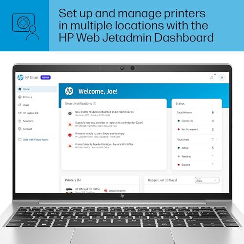 HP OfficeJet Pro 9110b Wireless Color Inkjet Printer, Print, Duplex Printing Best-for-Office (5A0S1A) HP