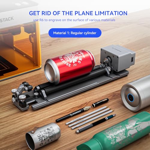 ATOMSTACK Maker R6 Laser Rotary Roller, Multi-Function Chuck Rotary for Ring, Sphere, Mug, 180° Angle Adjustable, 6000mm/min High Speed, Plug & Play, for ATOMSTACK, XTOOL, Orture, LightBurn ATOMSTACK