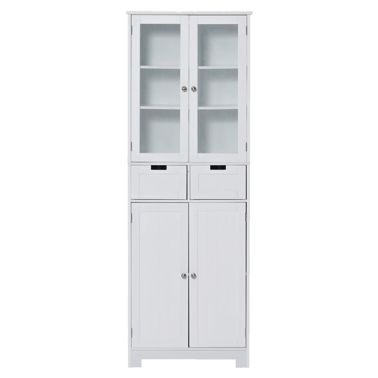 Bathroom Storage Cabinet with Drawers, 67" Tall Floor Linen Cabinet with Doors and Shelves, Freestanding Bathroom Towel Cabinet Organizer, White Accent Cupboard for Bathroom Kitchen Living Room Gitua