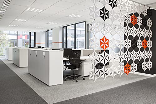 OSHIYINN White 3D Flower Venus 14"x12" Hanging Room Divider Panel Felt Fiber Surface High Density Polyester Fiber Board Cut Room Partition Home Decoratio(12 Pcs) OSHIYINN