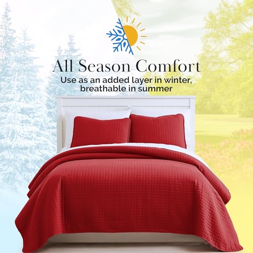 Southshore Fine Living, Inc. Full/Queen Quilt Bedding Set, Microfiber Quilts Queen Size, Coverlet, Stain & Pet Hair Resistant Bedding, Full Size Bedspread with 2 Pillow Shams, Chili Pepper Red Southshore Fine Living, Inc.