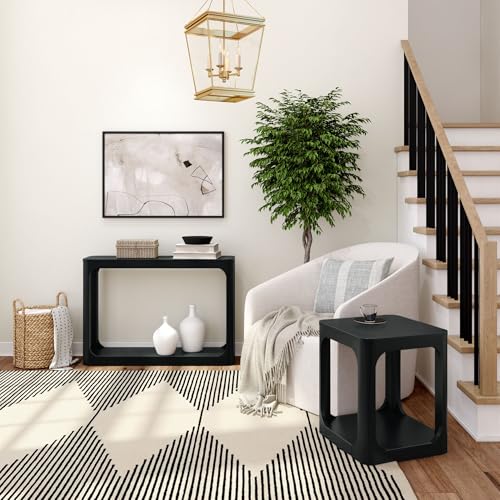 Plank+Beam Forma Console Table, 46 Inch, Solid Wood Sofa Table, Entryway Table for Hallway, Narrow Behind The Couch Table, Console Tables for Entryway, Living Room, Foyer, Easy Assembly, Black Plank+Beam
