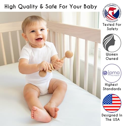 Sweet Jojo Designs 4-Piece Baby Crib Bedding Set (Boho Chic) for Boys or Girls, Infants/Nursery incl. Blanket, Fitted Sheet, Skirt, Diaper Stacker (Linen, Beige, Neutral, Modern Farmhouse, Shabby) Sweet Jojo Designs