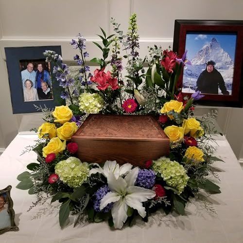 INTAJ Handmade Rosewood Urn for Human Ashes - Tree of Life Wooden Urns Hand-Crafted - Funeral Cremation Urn for Ashes (11x7.5x6 (340 Cu/In), Tree of INTAJ