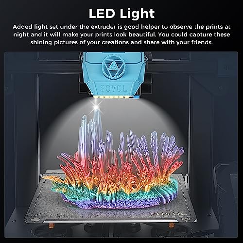 Sovol SV07 3D Printer with Klipper 5 inch Touch Screen, Max Print Speed 500mm/s, 300℃ High Temp All Metal Hotend Planetary Direct Drive Auto Leveling Meanwell Power Supply Print Size 8.66x8.66x9.84in Sovol