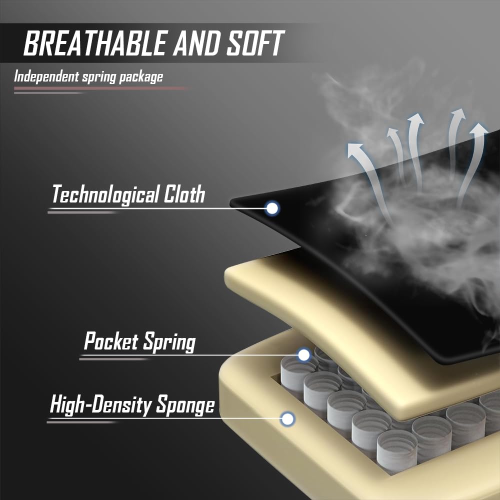 Fuqido Gaming Chair, Video Game Chairs with Movable Backrest, Ergonomic Computer Gaming Chair with Footrest and Lumbar Support, Height Adjustable Racing Chairs with Pocket Spring Cushion for Adults Fuqido