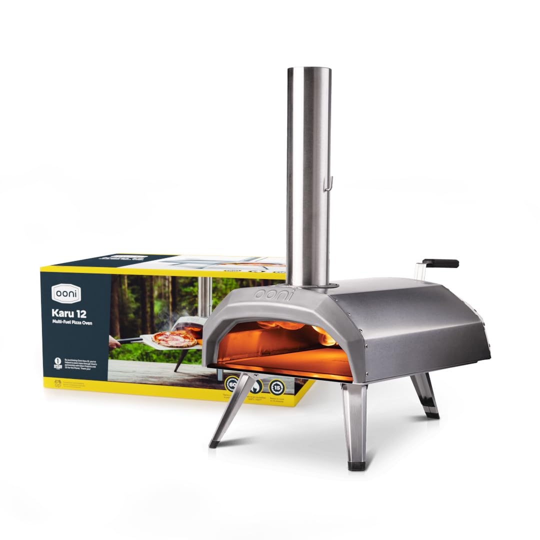 Ooni Karu 12 Multi-Fuel Outdoor Pizza Oven – Portable Wood and Gas Fired Pizza Oven with Pizza Stone, Outdoor Ooni Pizza Oven - Woodfired & Stonebaked Pizza Maker, Countertop Dual Fuel Pizza Oven ooni