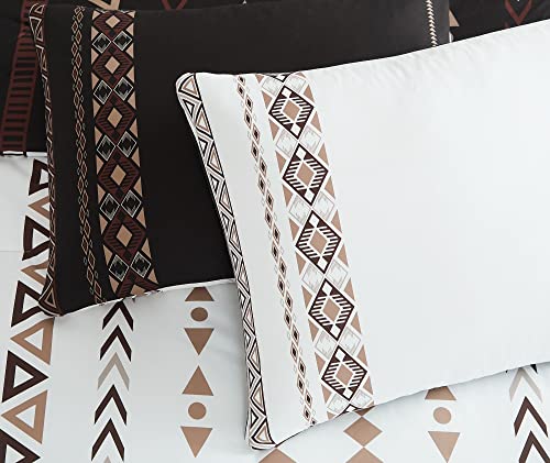 Geniospin Queen Comforter Set - 7 Pieces Reversible Bedding Set, Western Bed in A Bag, Lightweight Soft Aztec Bedding, All Season Bed Comforter Set with Sheets, Pillowcases & Shams Geniospin