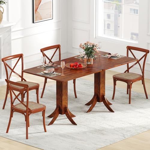Giantex Square Dining Table for 2-4 People, 33-Inch Kitchen Table with Rubber Wooden Legs & Frame, Farmhouse Dinner Table for Dinette, Dining Room, Restaurant, Small Spaces, Walnut Giantex