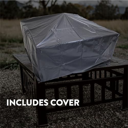 GasOne Fire Pit – 32-inch Outdoor Fire Pits – Metal Firepits for Outside Patio with Fireplace Screen – Elegant and Modern Fire Pit Table for Camping, Heating, Bonfire, Picnics - Outdoor Fire Pit Gas One