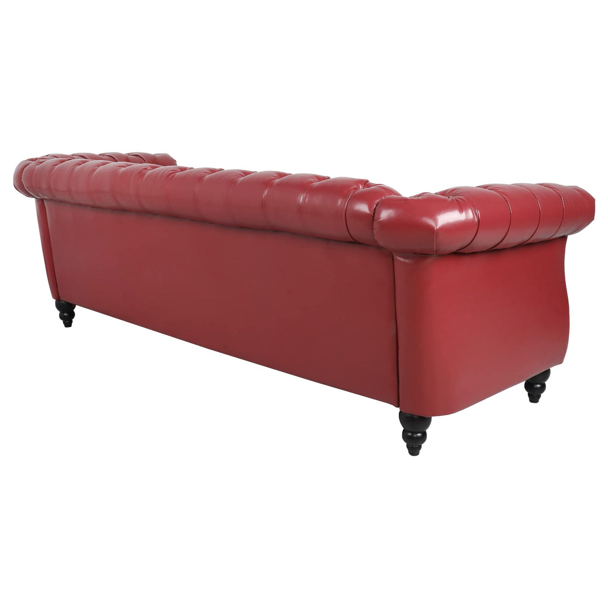 LEVNARY Chesterfield Sofa, Classic Tufted Upholstered Leather Couch, Modern 3 Seater Couch Furniture with Tufted Back for Living Room Office (Wine Red) LEVNARY