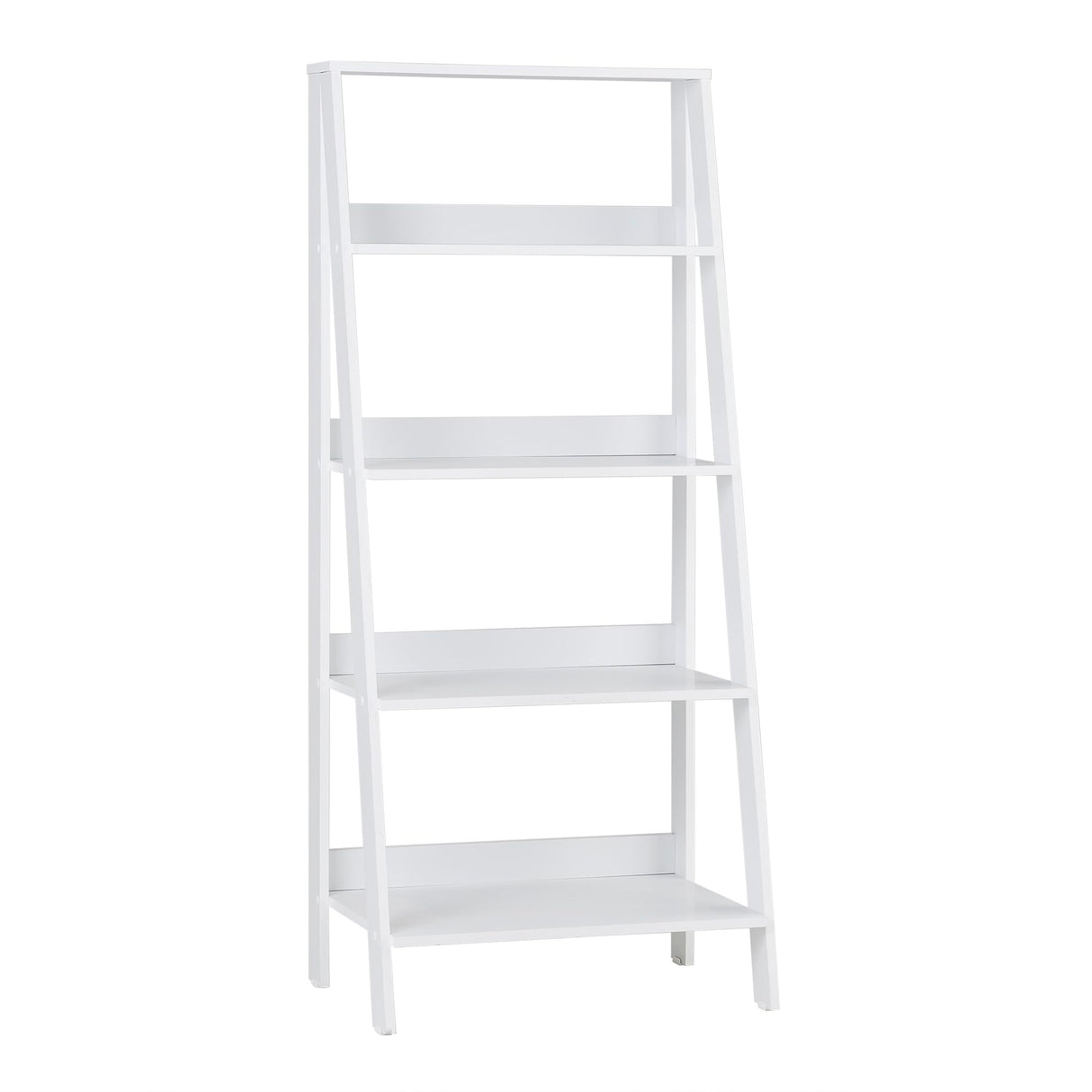 Sophisticated White 4-Shelf Ladder Bookcase by Walker Edison Walker Edison