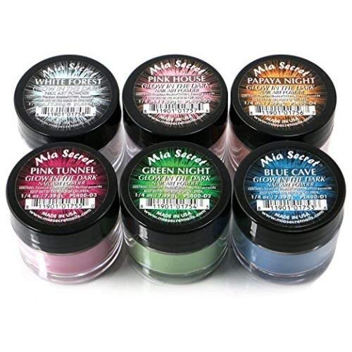 Mia Secret Glow In the Dark Acrylic Powder, 6 piece Set Mia Secret