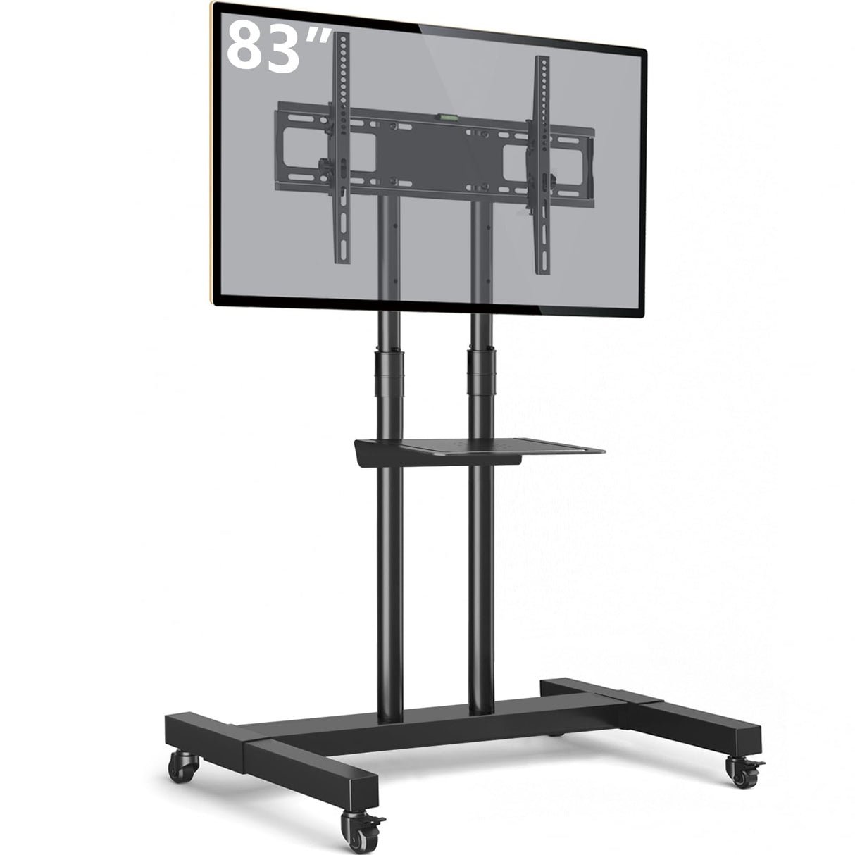 TAVR Furniture Mobile TV Stand Rolling TV Cart Floor Stand with Mount on Lockable Wheels Height Adjustable for 32-83 Inch TV Stand Flat Screen or Curved TVs Monitors Display Trolley Loading 110 lbs TAVR Furniture