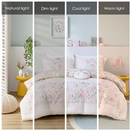Intelligent Design Kids Queen Comforter Set, Favorite Jungle Animals Fun Safari Adventures Print, BCI Cotton, All Seasons Down Alternative Bedding, Sham & Pillow, Lulu, Full/Queen Purple 4 Piece Intelligent Design