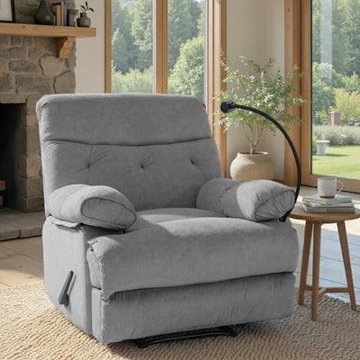 Chizzyseat Manual Oversized Recliner Chair for Heavy Duty Adults 400lbs Extra Wide Recliner with Phone Holder Big Man Recliners for Living Room Bedroom Nursery RV Dark Grey