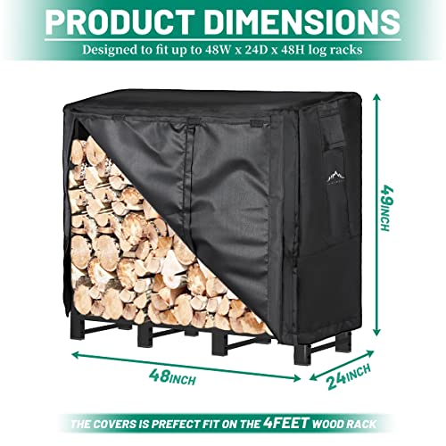 Himal Log Rack Cover Waterproof Firewood Cover Fit 4FT Wood Rack Himal Outdoors
