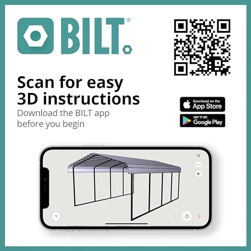 Arrow Carports Galvanized Steel Carport, Full-Size Metal Carport Kit, 12' x 24' x 9', Eggshell Arrow