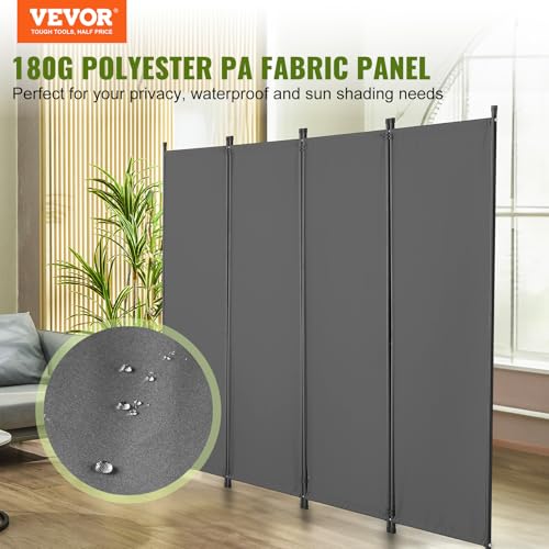VEVOR Room Divider, 4 Panel Room Dividers and Folding Privacy Screens, Fabric Partition Room Dividers for Office, Bedroom, Dining Room, Study, Freestanding, Grey VEVOR