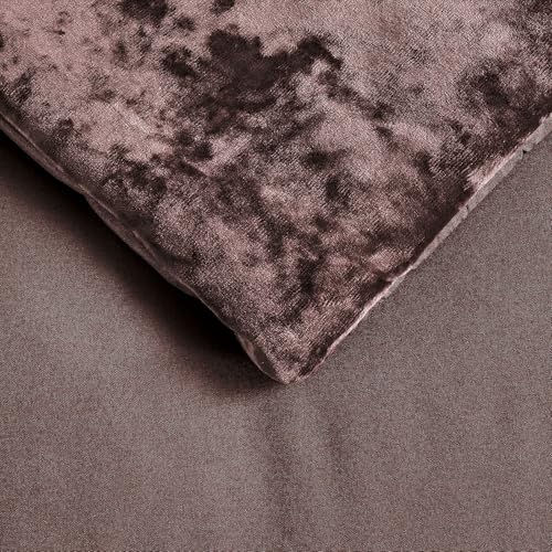 Fredsure Distressed Velvet Comforter Set, 5 Pieces Brown King, Distressed Velvet Face and Brushed Microfiber Reverse Fredsure