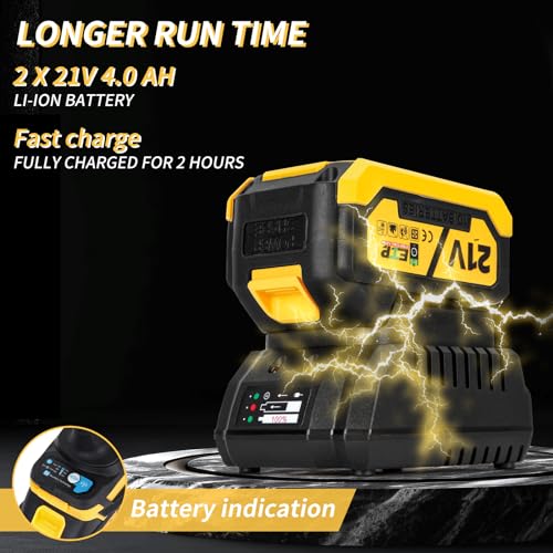 JEXUGK 800N.m Cordless Impact Wrench, 600Ft-lbs 1/2 inch Electric Impact Gun, High Torque Brushless Impact Wrench w/ 2x 4.0Ah Battery, Fast Charger & 5 Sockets for Car Lawn Mower JEXUGK