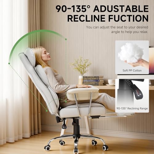 COMHOMA Big and Tall Gaming Chair with Pocket Spring Lumbar Support, Ergonomic Office Chair with Footrest, Executive Desk Chair with Outward Fixed Soft Armrests, Computer Chair with High Back, White COMHOMA