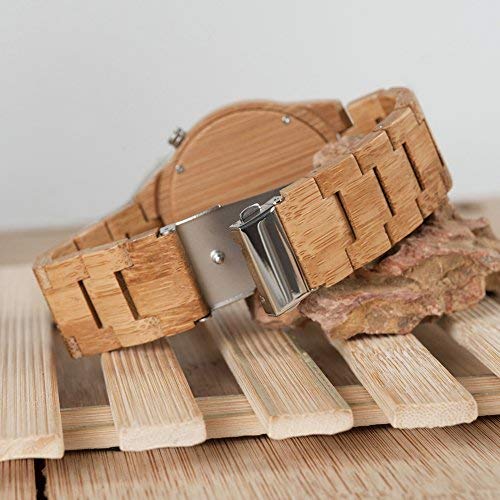 BOBO BIRD D27 Men's Bamboo Wooden Watch Numeral Scale Large Face Quartz Watch Lightweight Casual Sports Watches with Luminous Night Silver Pointer Gift Box BOBO BIRD