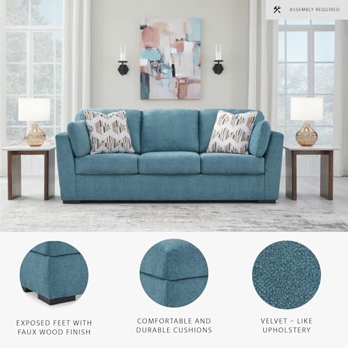 Signature Design by Ashley Keerwick Scandinavian Sofa with 4 Toss Pillows, Blue Signature Design by Ashley
