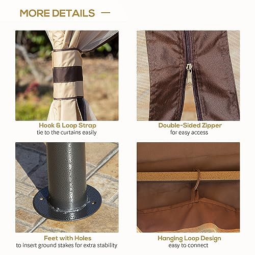 Outsunny 10' x 12' Outdoor Gazebo, Patio Gazebo Canopy Shelter w/Double Vented Roof, Zippered Mesh Sidewalls, Solid Steel Frame, Beige Outsunny