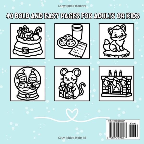 Winter Wonder: Christmas Inspired Bold and Easy Coloring Book for Adults or Kids Majosta