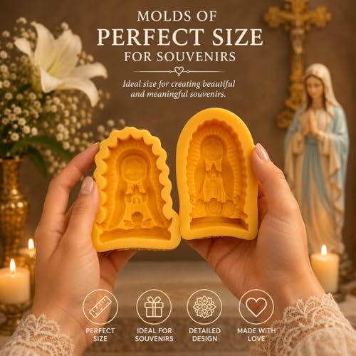 Toni Crafty Virgin Mary Candle Mold 2 Pieces Different Desings, Candle Making molds, Premium Silicone Easy Release Flexible Durable, virgencita Candle Mold Virgen de Guadalupe soap Mold.