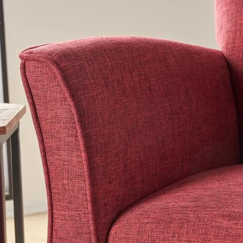 neolun Inviting Traditional Armchair with Tweed Upholstery, Comfortable Curvy Arms, Polished Legs, Red neolun