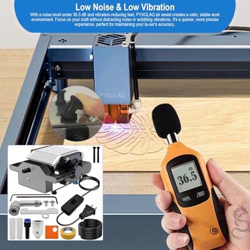 Air Assist for La-ser Cutter and Engraver, Air Assist Pump for La-ser Cutter, Stable 30L/min Airflow, for D1,D1 Pro La-ser Engraver and Other Cutter, Remove Smoke, Dust, Protect La-ser Lens. PYXGLAQ