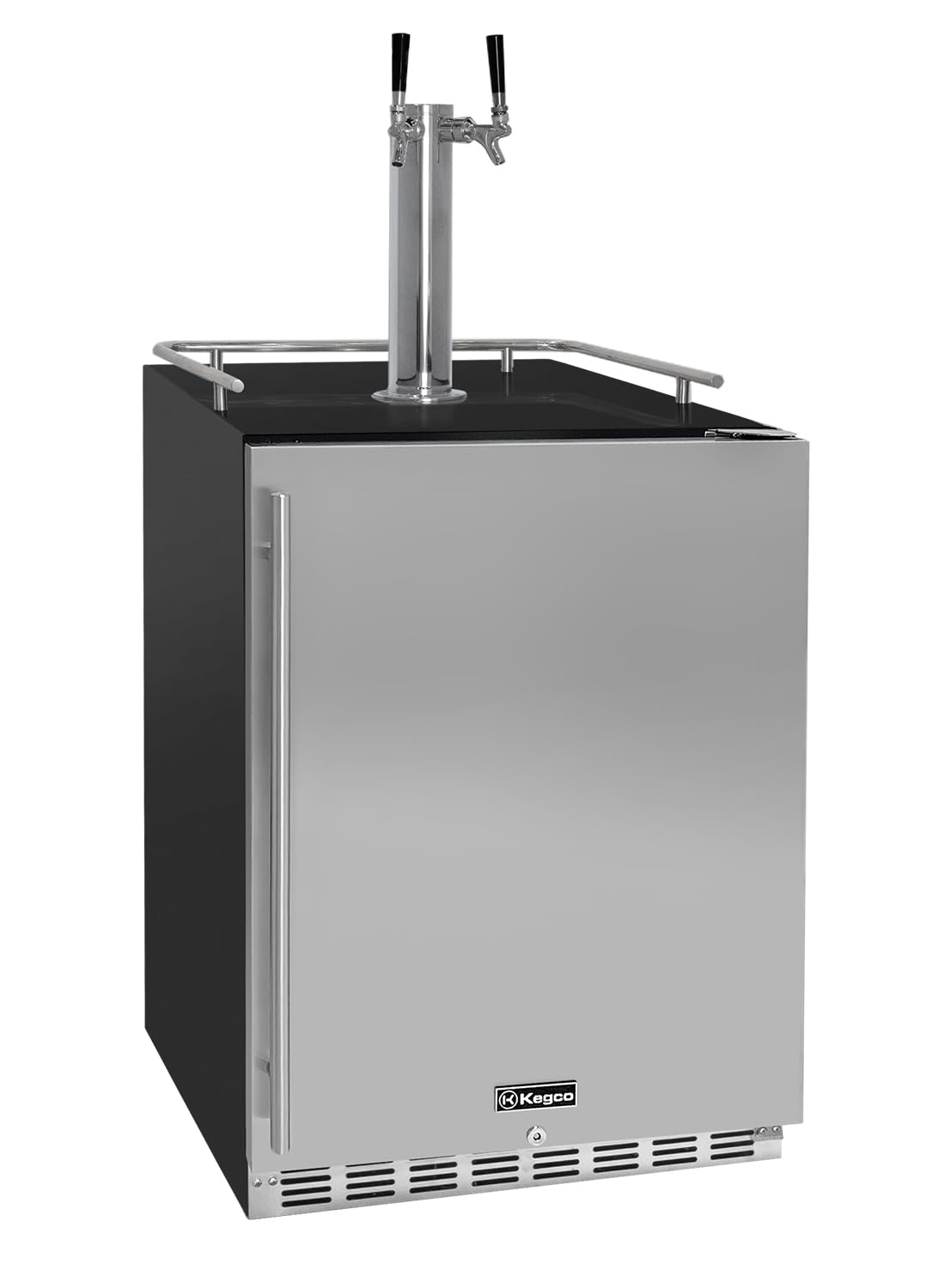 Kegco Kegerator 24" Wide Dual Tap Black/Stainless Steel Undercounter Beer Dispenser HK38BSU-2 Kegco