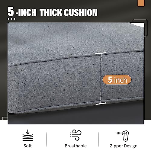 Solaste Aluminum Patio Furniture Set,5 Pieces Modern Outdoor Conversation Set Sectional Sofa with Upgrade Cushion and Coffee Table,Grey Solaste