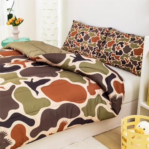 CKOU CCOO Duck Camo Bedding Set Twin Size for Boys,Green Camouflage Comforter Set,Duck Hunting Bed Sets,Camo Bedroom Decor for Teens Kids CKOU CCOO