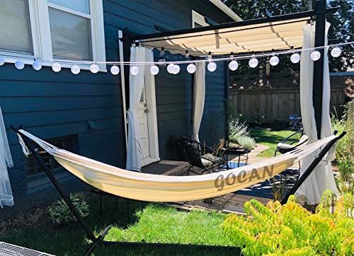 GOCAN Brazilian Double Hammock 2 Person 330X150cm Load 500Pound Cotton Hammock for Patio Porch Garden Backyard Lounging Outdoor and Indoor (Beige) GOCAN