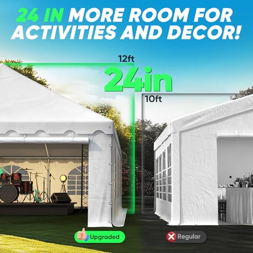 Quictent 20x40 Party Tent Heavy Duty West Coast Frame Tent Outdoor White Commercial Gazebo Rental Wedding Canopy (with Sides) Quictent