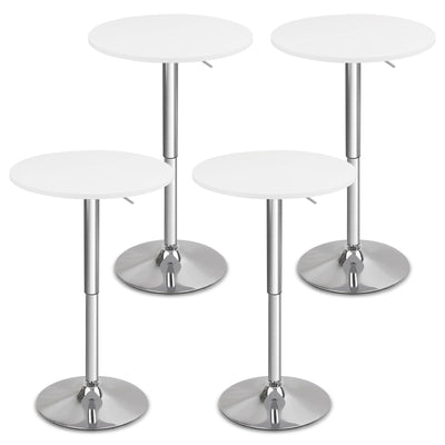 CLATINA Round Bar Pub Tables Set of 4, 26"-36" Height Adjustable Bistro Table with Metal Base, 360° Swivel High Top Cocktail Table for Home Kitchen Party Drink Restaurant Wedding Cafe Reception, White