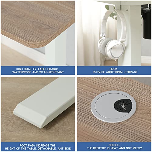 bilbil 63 x 30 Inches Electric Standing Desk, Height Adjustable Sit Stand Table with Splice Board, Stand up Home Office Desk, Black Frame/Black and Rustic Brown Top bilbil